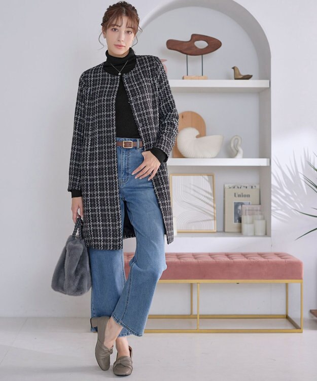 Tiaclasse ウール混ラメタートルネックニット ブラック