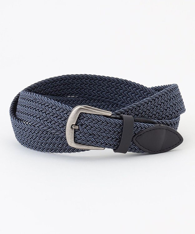 JOSEPH ABBOUD 【イタリア素材・ストレッチ・日本製】ミックスメッシュ ベルト ダルブルー系