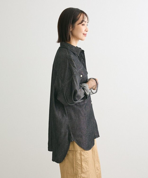 Green Parks デニムＢＩＧシャツ Black
