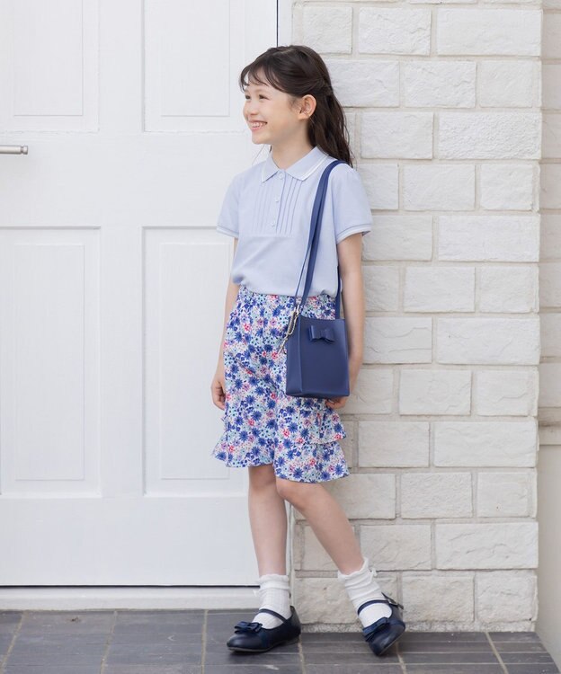 組曲 KIDS 【150-170㎝】ストレッチカノコ ポロシャツ サックスブルー