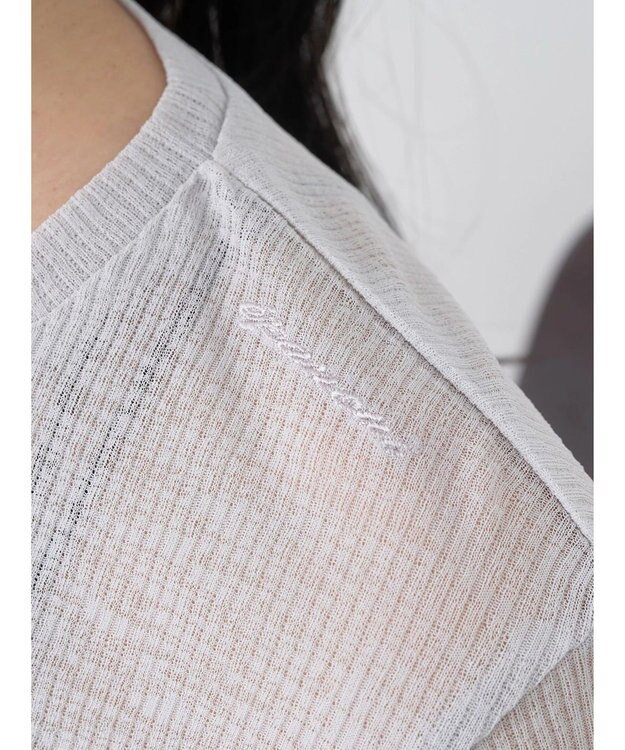 earth music&ecology シアーリブロゴ刺繍プルオーバー Light Gray