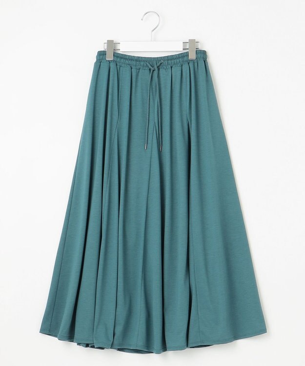 J.PRESS LADIES 【洗える】ジャージー フレアースカート ターコイズブルー系