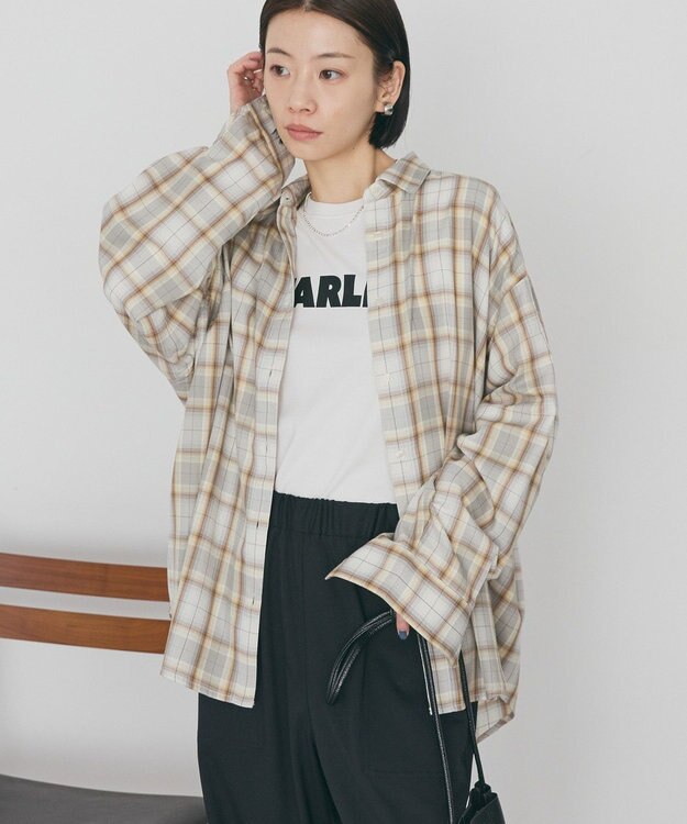 AMERICAN HOLIC 【イージーケア】　チェックバックタックシャツ Beige