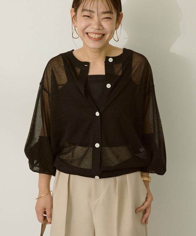 AMERICAN HOLIC 【WEB限定】【接触冷感】2WAYシアーニットカーディガン Black