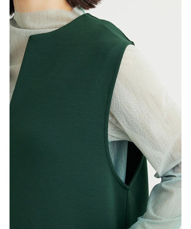 Green Parks キーネックダンボールジャンスカ Dark Green