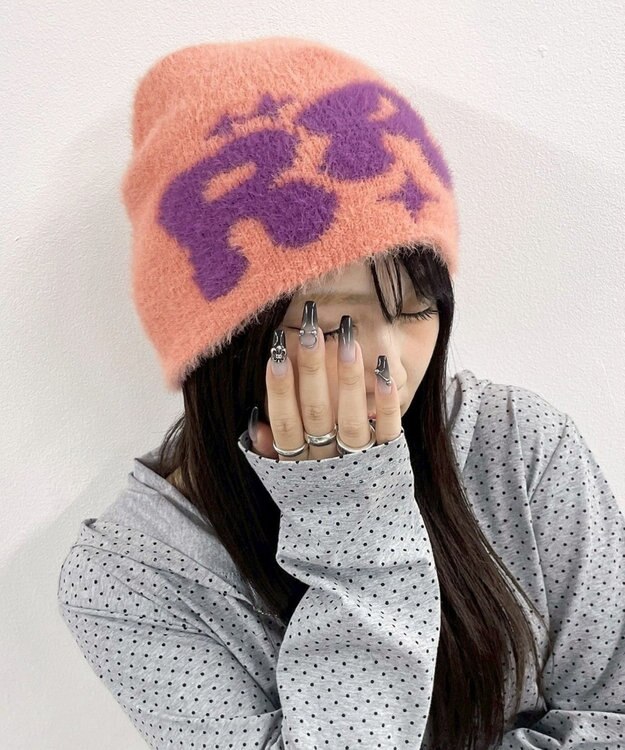 WEGO RRWロゴシャギーニットワッチ ピンク