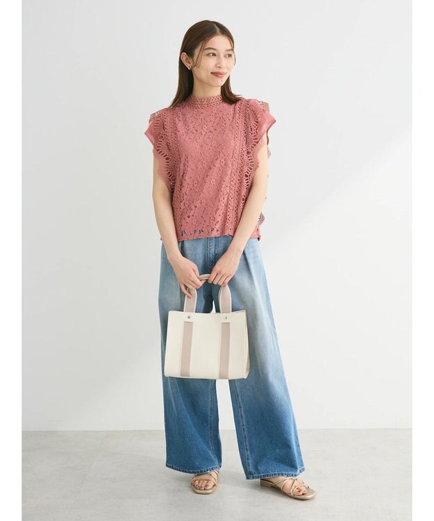 Green Parks ・Ｐｅｔｉｔ　Ｆｌｅｕｒ　フレンチレーシ－ブラウス Pink