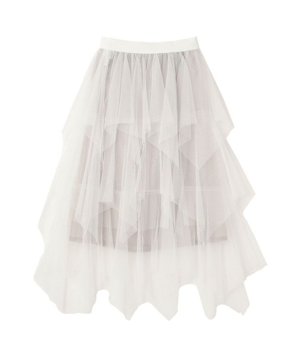 earth music&ecology 2wayレイヤードチュールスカート Off White