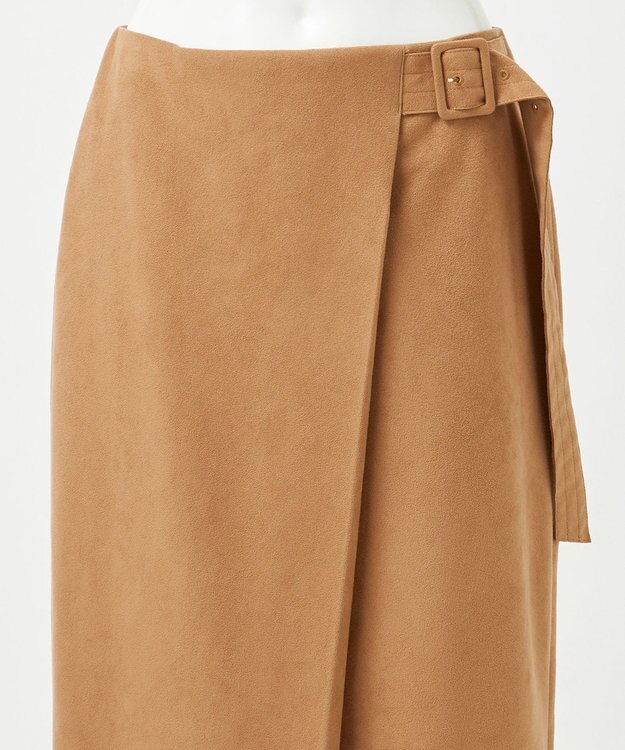 23区 【GOLD LABEL】スウェードタッチレザー ラップスカート キャメル系