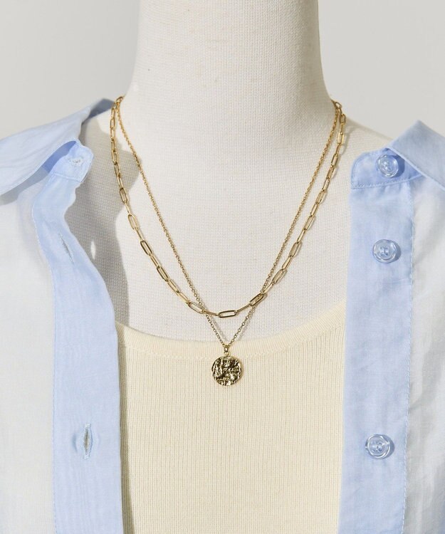 AMERICAN HOLIC ステンレス　ＣＯＩＮ２連ネックレス Gold