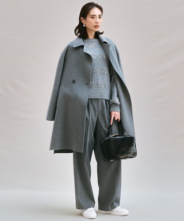 23区 S 【滝沢眞規子さん着用/一部店舗限定】スパングルボーダー ニット ライトグレー系