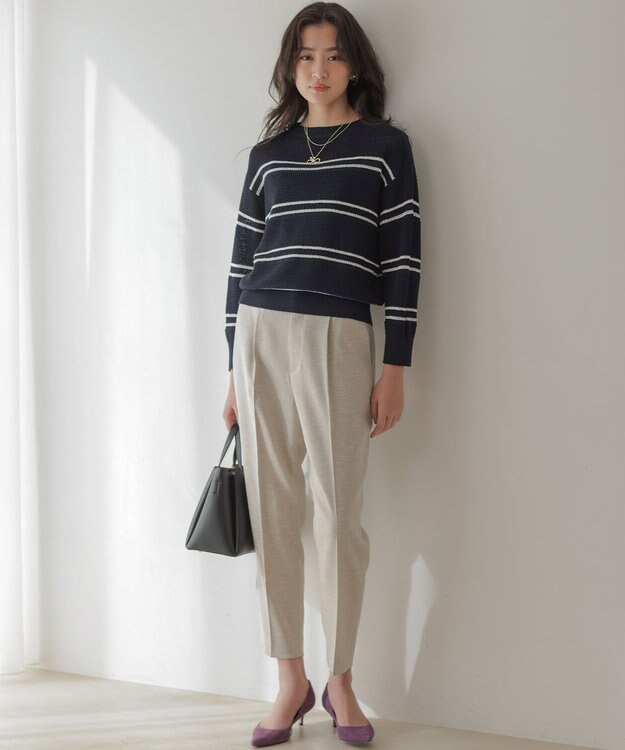 組曲 L 【先行予約】ライトリネンライクテーパード パンツ ベージュ系