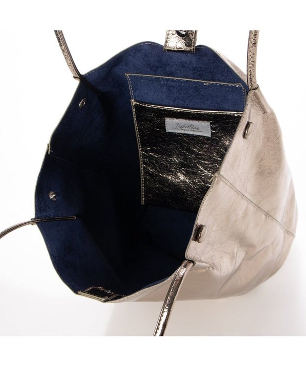 UNBILLION カシュカシュ cachecache / クラッシュメタリック肩入れバケツトートバッグ ダークシルバー