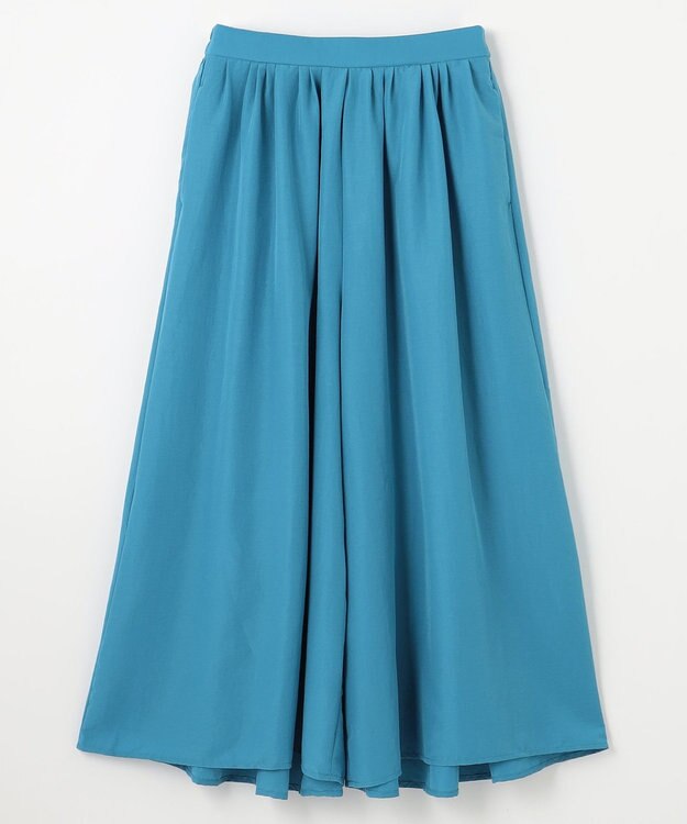 ANY L 【洗濯機可/ウエストゴム/UVケア】スパンボイル撥水スカートパンツ ブルー