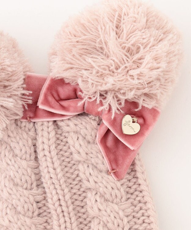 ANY KIDS ポンポン付き ニット キャップ ピンク