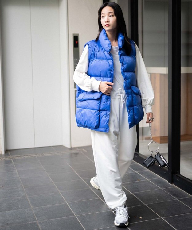 WEGO カラーナイロンパテッドベスト ブルー