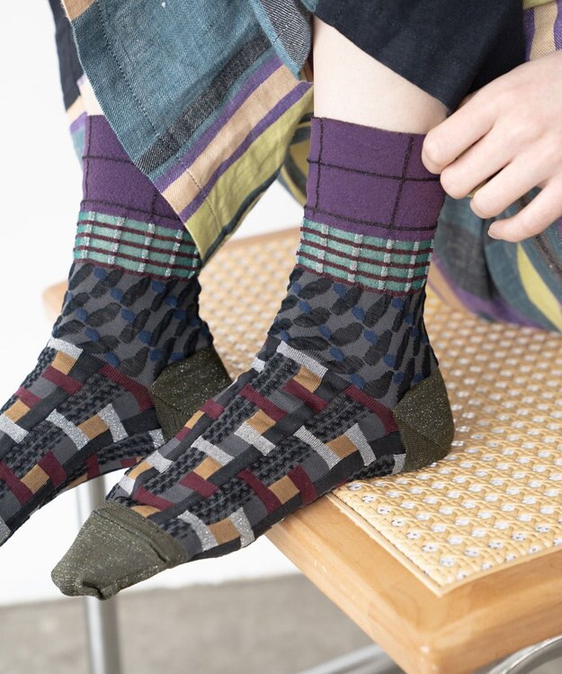 COQ CROSS PATCH ショートソックス パープル