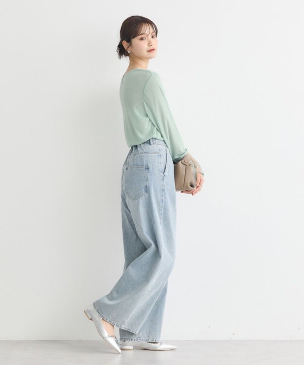 earth music&ecology シアースリーブプルオーバー Light Green