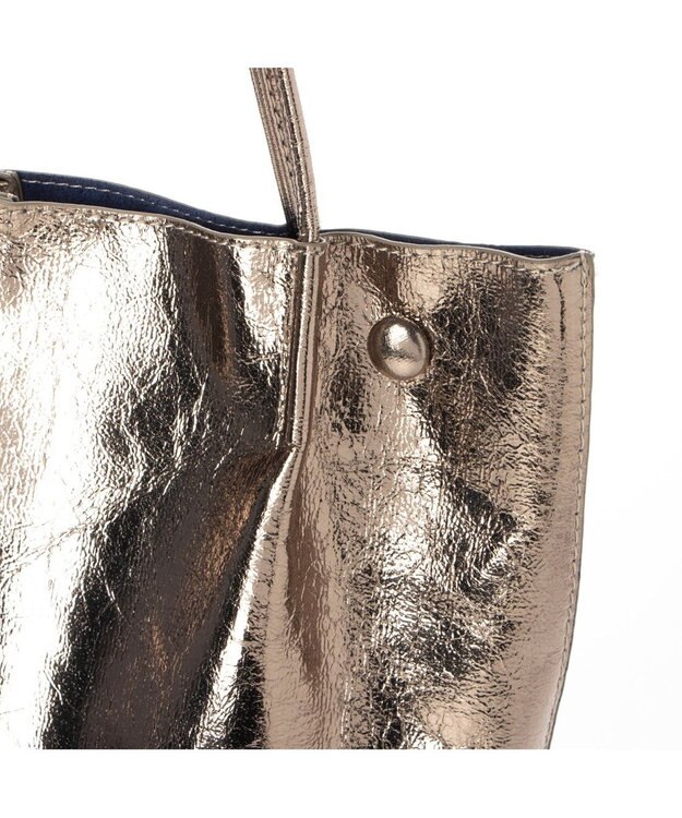 UNBILLION カシュカシュ cachecache / クラッシュメタリック肩入れバケツトートバッグ ダークシルバー