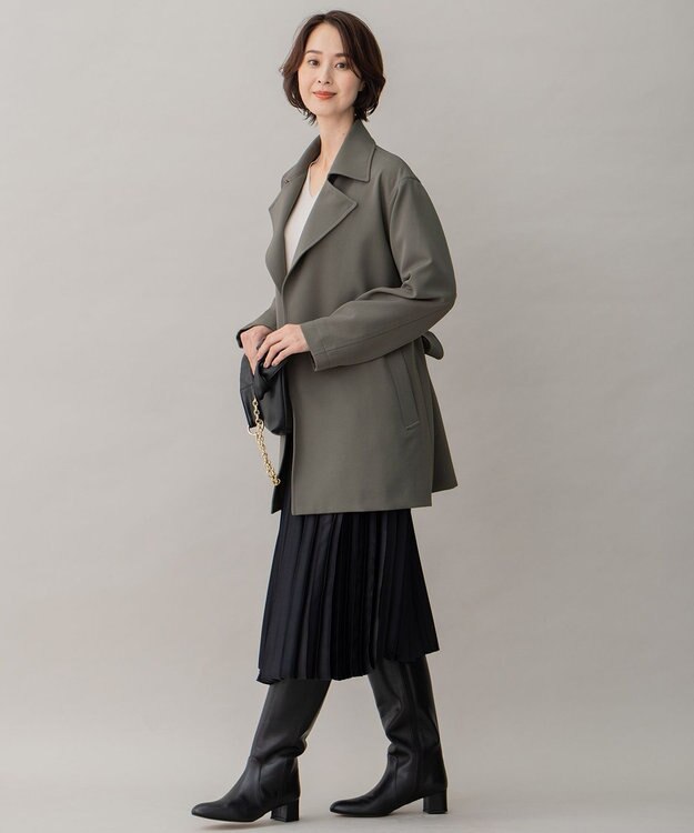 自由区 ミドル丈 トレンチコート グレー系