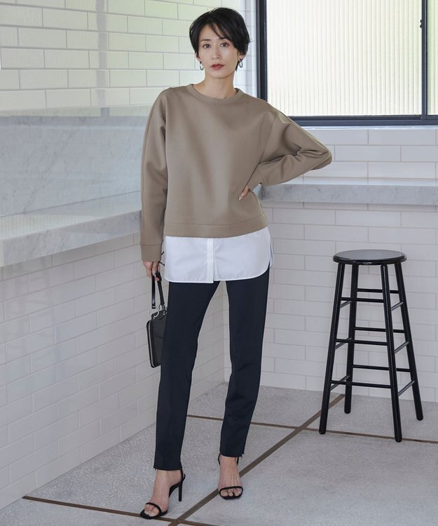 ICB 【洗える】テックストレッチ レギンスパンツ ブラック系