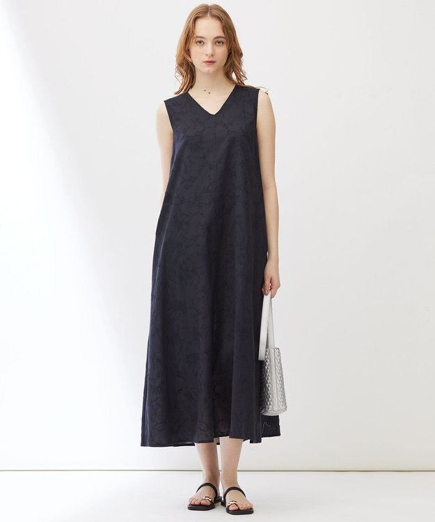 23区 【Indian Factory】フラワーエンブロイダリー ワンピース ネイビー系