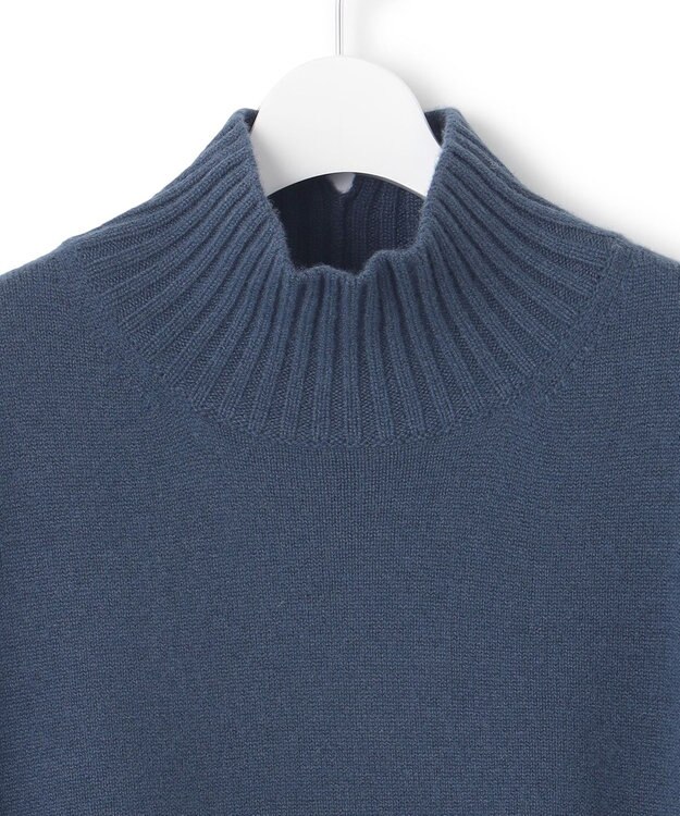 23区 【洗える】ウールカシミヤ ハイネック ニット ダルブルー系
