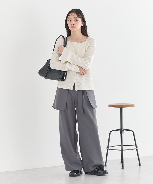 earth music&ecology 【予約】アシメ釦ツイストテレコカットソー アイボリー