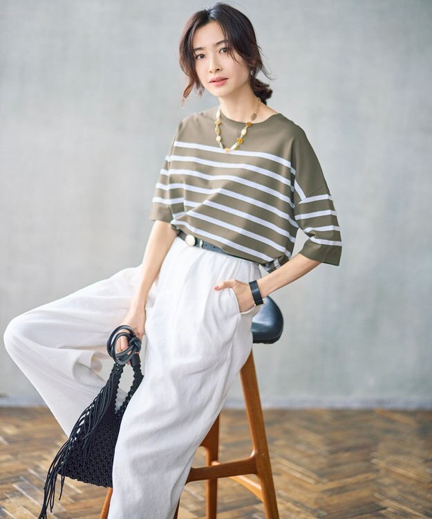 自由区 S 【SHIHOさん着用・セットアップ対応】リネンストレッチワイド パンツ オフ