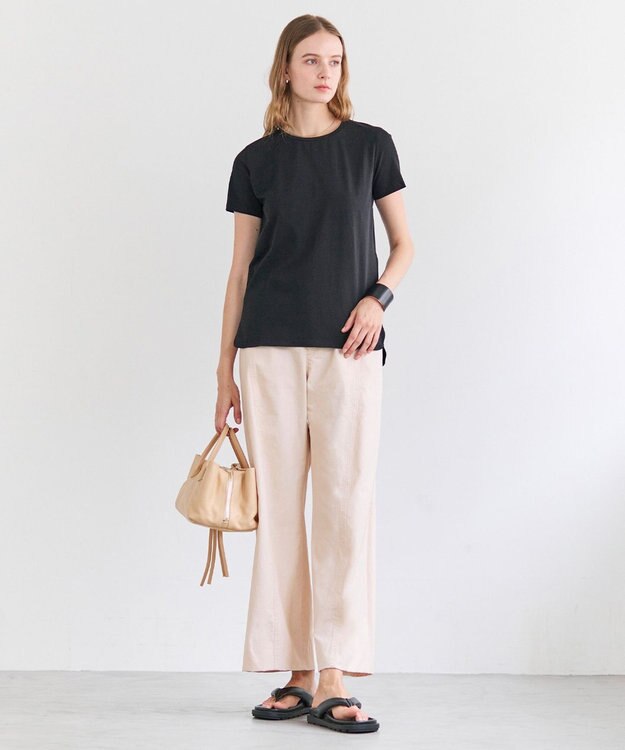 BEIGE， BROIS / コットンストレッチシャツテールTシャツ Black