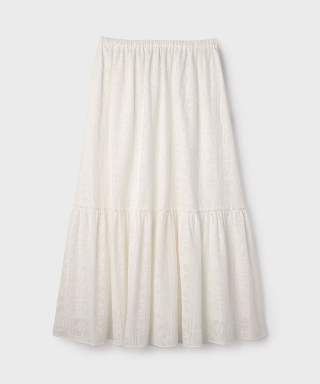 GRACE CONTINENTAL ティアードエンブロイダリースカート ホワイト