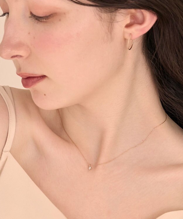 Phoebe 〈金属アレルギー対応〉スターリービジューネックレス 一粒石/定番 シャンパンゴールド
