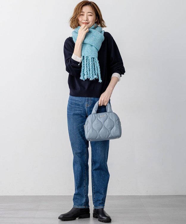 23区 キルティング ボストン バッグ サックスブルー系