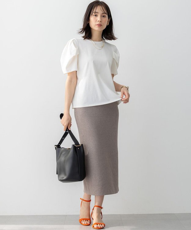 組曲 GIZAコットンタックスリーブ Tシャツ アイボリー系