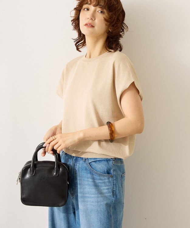 AMERICAN HOLIC 【WEB限定】接触冷感ラメフレンチスリーブニットプルオーバー Beige