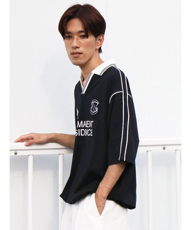 CRAFT STANDARD BOUTIQUE 接触冷感/UVカット/イージーケア/ストレッチ/ゲームシャツ-A Navy