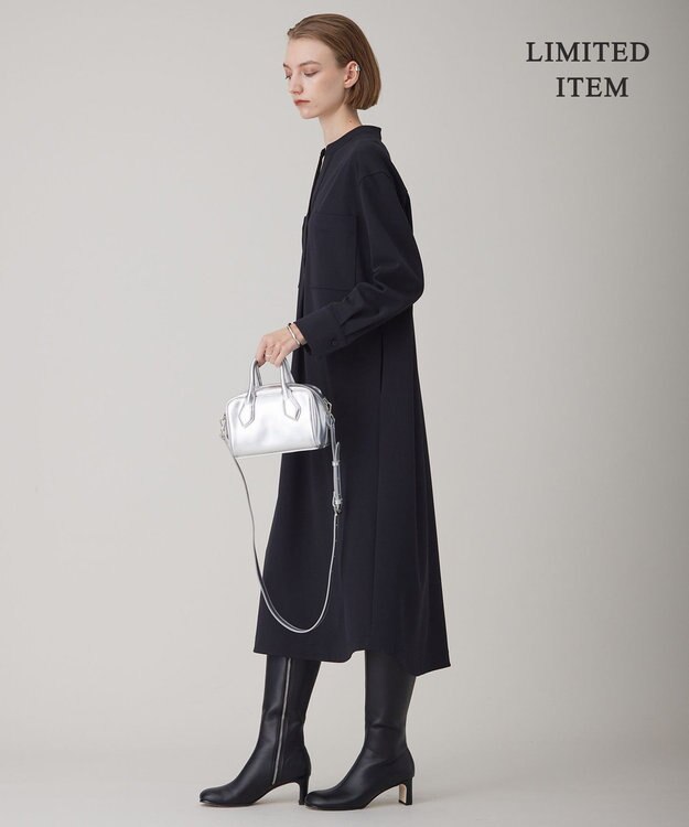 ICB 【WEB限定・洗える】ジョーゼットダブルジャージー ワンピース ブラック系