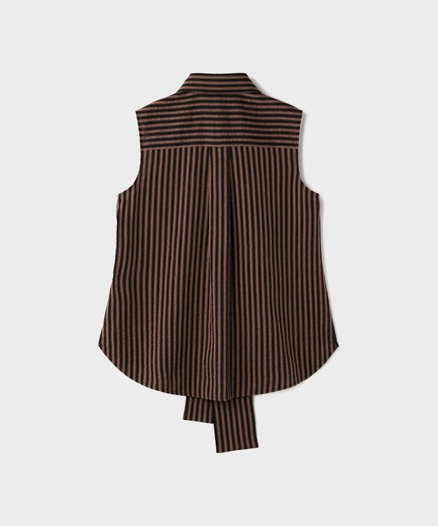 GRACE CONTINENTAL ヒッコリージャガードボウタイブラウス ブラウン