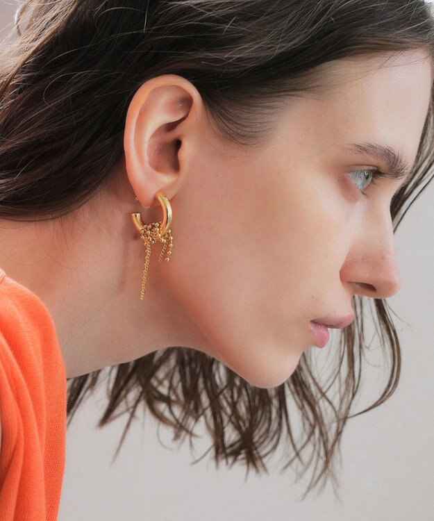 YECCA VECCA チェーンフリンジイヤリング Gold