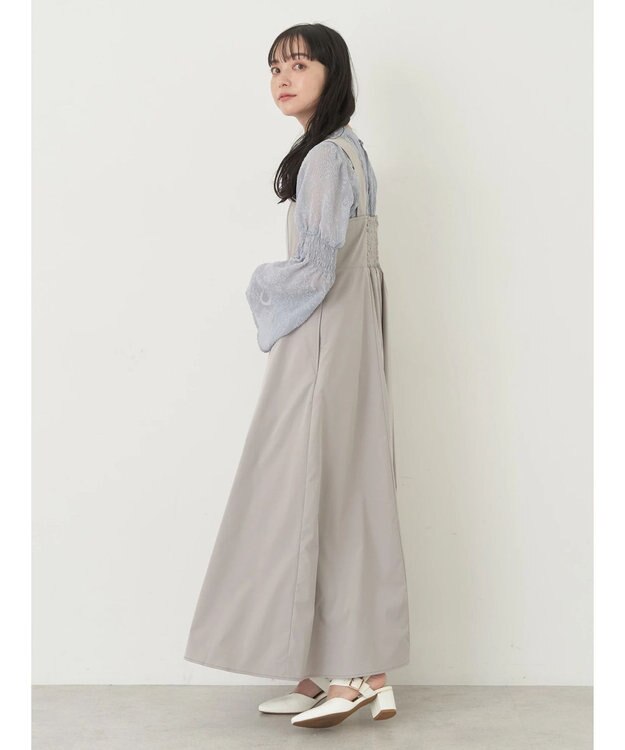 earth music&ecology ステッチジャンドレ Gray Beige