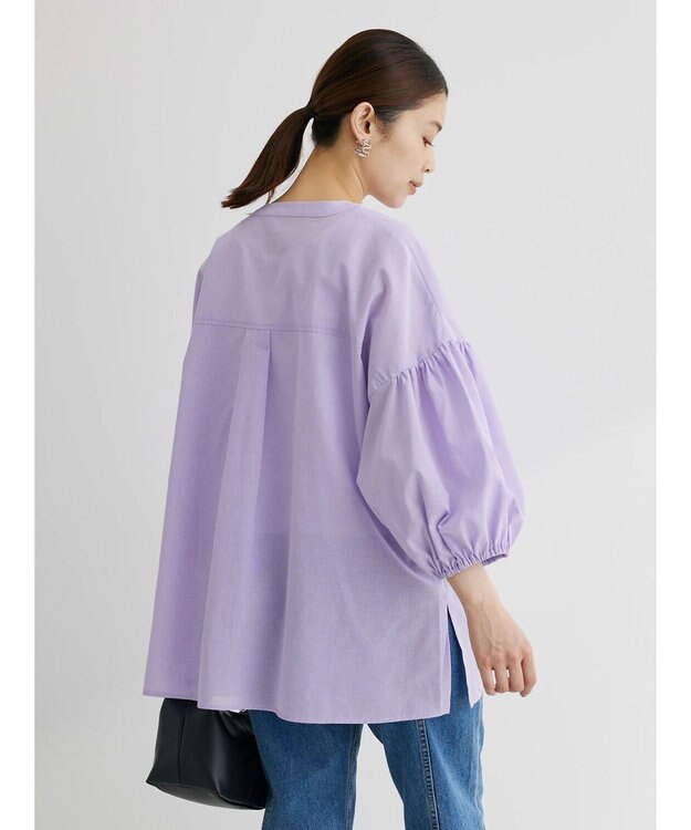 Green Parks 綿麻混紐付きデザインブラウス Light Purple