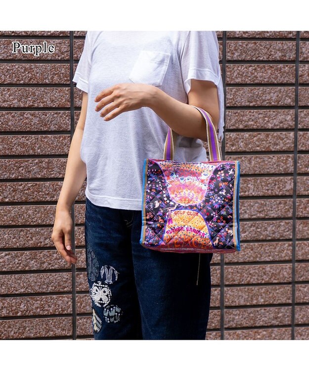 tsumori chisato CARRY ガーデンゴルフクラブキルト ハンドバッグ 手提げ パープル