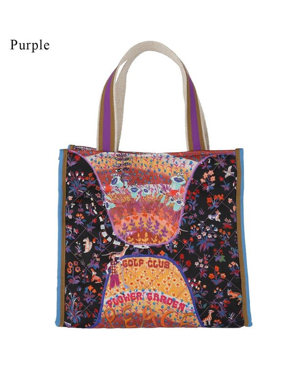 tsumori chisato CARRY ガーデンゴルフクラブキルト ハンドバッグ 手提げ パープル