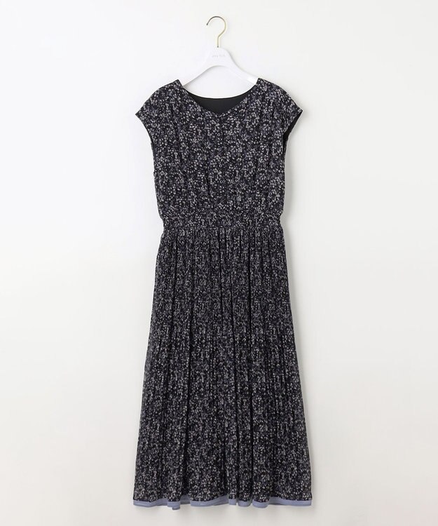 ANY SIS 【洗える】フラワープリーツ ワンピース ブラック系