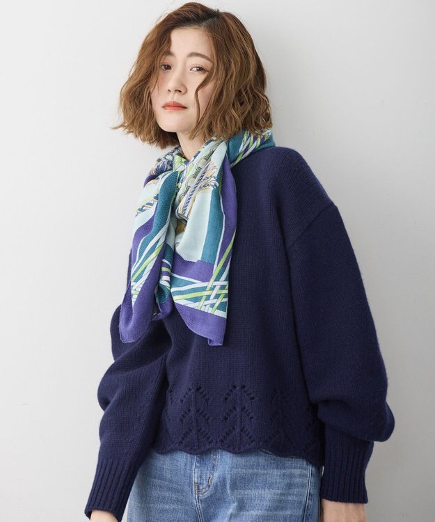 23区 manipuri  ヴィヴァーチェタッセル ストール ブルー系