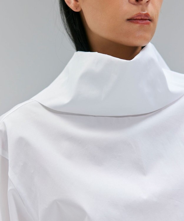 BEIGE， 【洗える】PERRY / コットンロールカラープルオーバーブラウス White