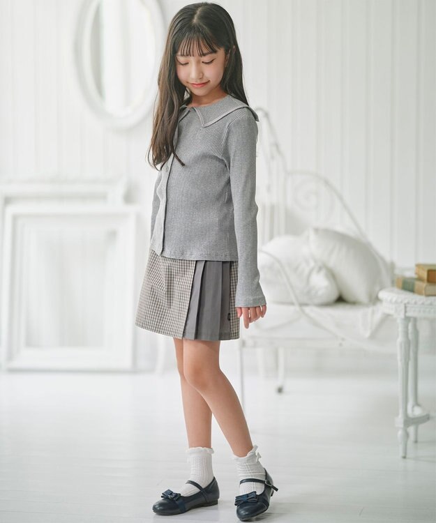 組曲 KIDS 【110-140㎝】 チェックプリーツ キュロット ミント