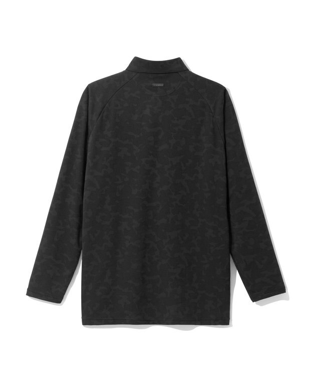 ZERO HALLIBURTON 【吸水速乾・UVカット】 カモフラージュ柄 ジャガード 長袖ポロシャツ ZHG-M5A9a 85126 ブラック