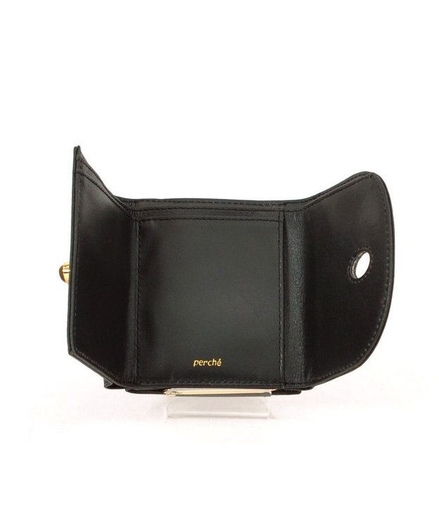 UNBILLION ペルケ perche ジェムストーンヒネリかぶせ三つ折りミニ財布 ブラック