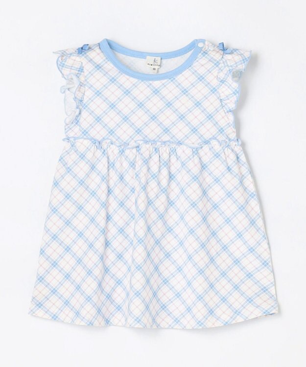 組曲 KIDS 【80-100㎝】 サマーチェックチュニック オフホワイト